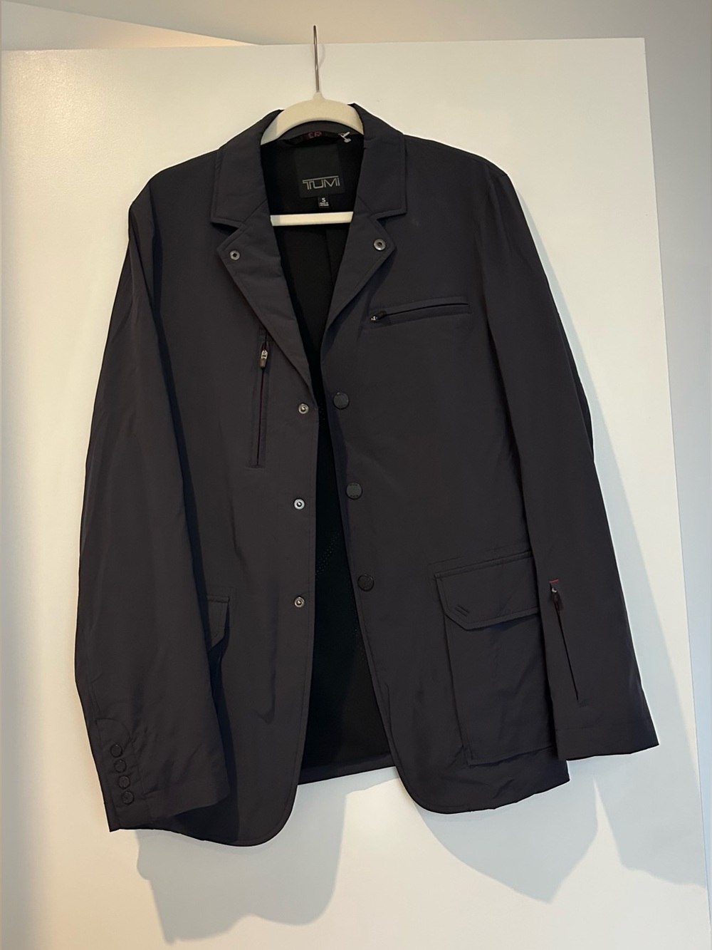 TUMI Men’s Technical Travel Blazer Jacket Dark Navy Nylon Size S